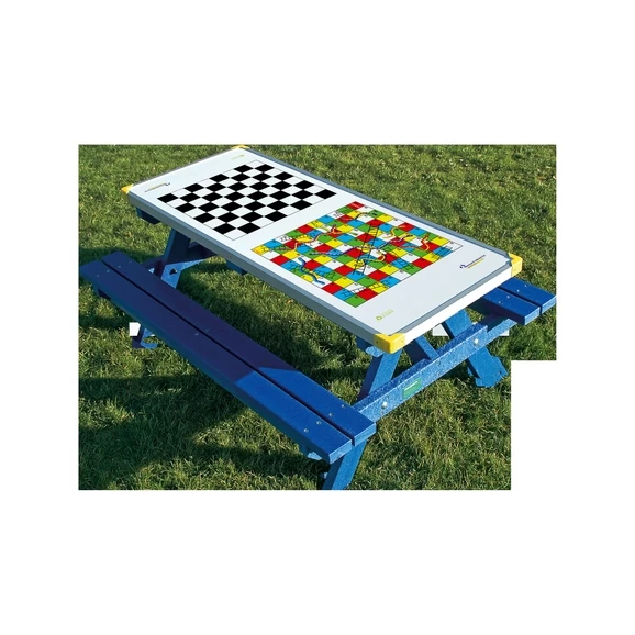 Junior Gameboard Picnic Bench - Board Game Top - Blue 2 Junior Gameboard Picnic Bench - Board Game Top - Blue - Image 2