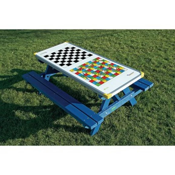 Junior Gameboard Picnic Bench - Board Game Top - Blue 3 Junior Gameboard Picnic Bench - Board Game Top - Blue - Image 3