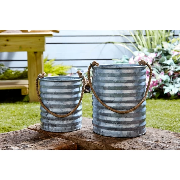 Metal Rope Handled Planters - Pack Of 2 From Hope Education 2 Metal Rope Handled Planters - Pack Of 2 From Hope Education - Image 2