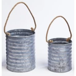 Metal Rope Handled Planters - Pack Of 2 From Hope Education