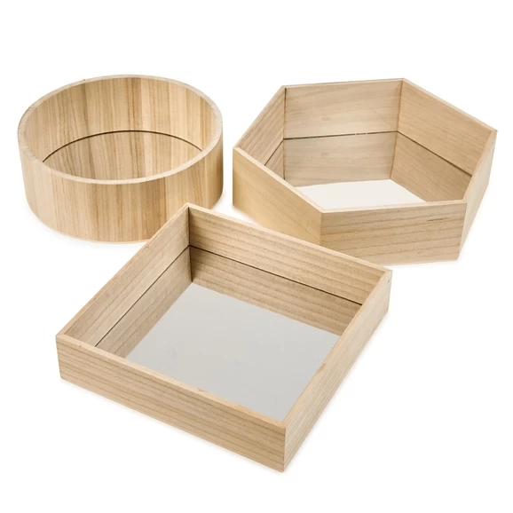Wooden Mirror Trays From Hope Education - Pack Of 3 1 Wooden Mirror Trays From Hope Education - Pack Of 3