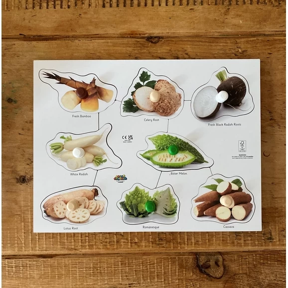 Wooden Exotic Vegetable Peg Puzzle 1 Wooden Exotic Vegetable Peg Puzzle